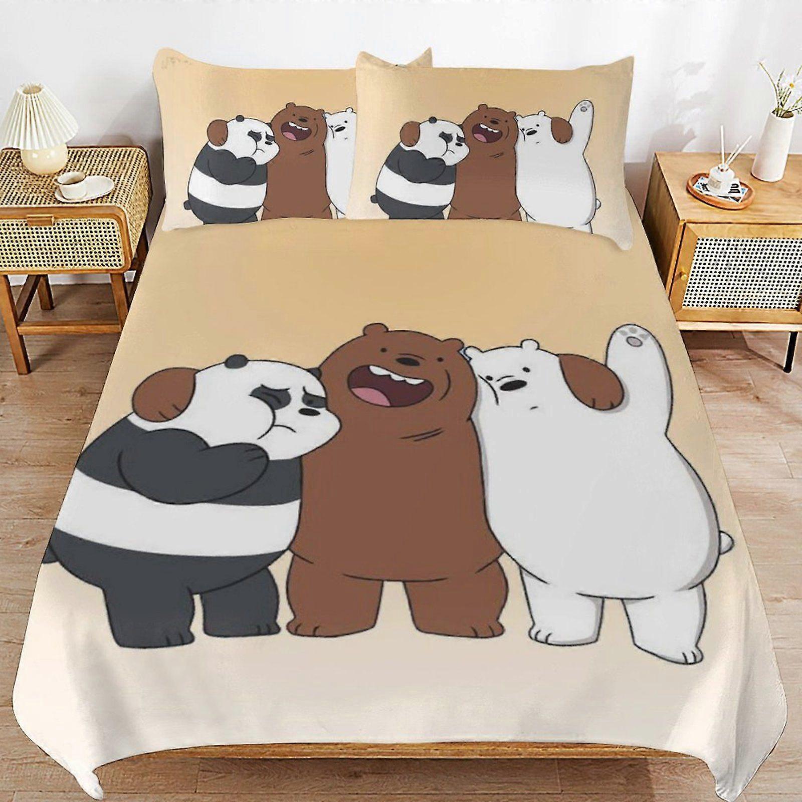 o419 We Bare Bears Season Simple Smooth Finish Practical Zipper Closure Soft Bedding Duvet Cover Sets Sleep Essentials d419