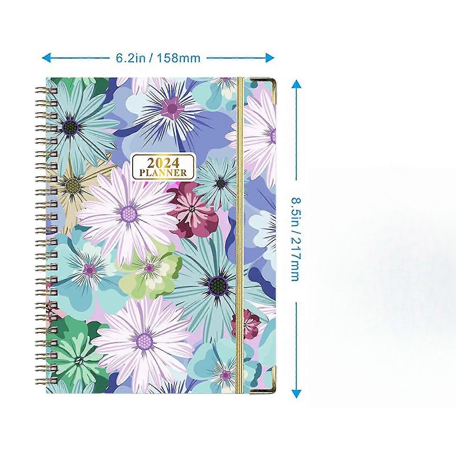 A5 Coil Notebook 2024 Weekly Schedule Notebook Daily Schedule Notebook Portable Notebook2024 Planner Weekly Monthly, Thick Stock + Double Wire Bin FAN