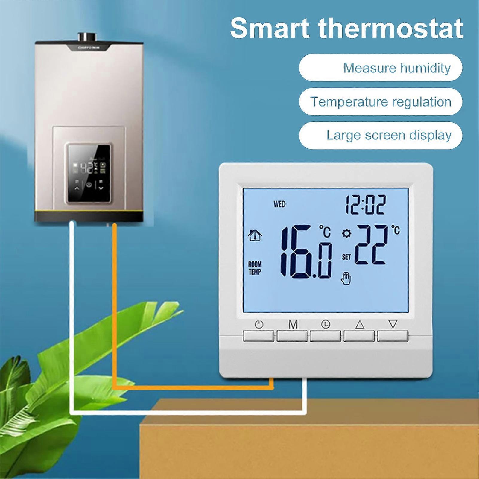 SUSUchens Household Thermostat Smart with Backlight LCD Large Screen Wall Room Heating Temperature Controller Household Products Black