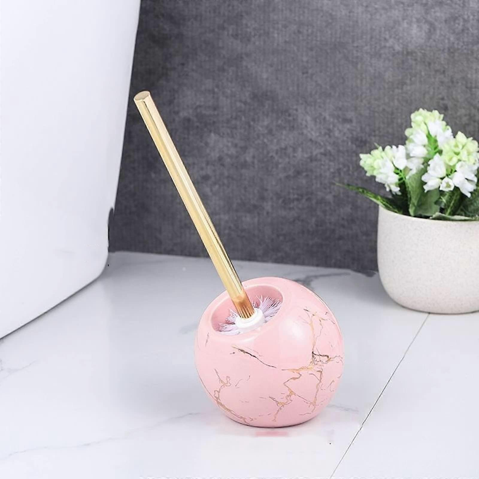 Toilet Brush Long Handle Ceramic Base Pink Bathroom Accessories