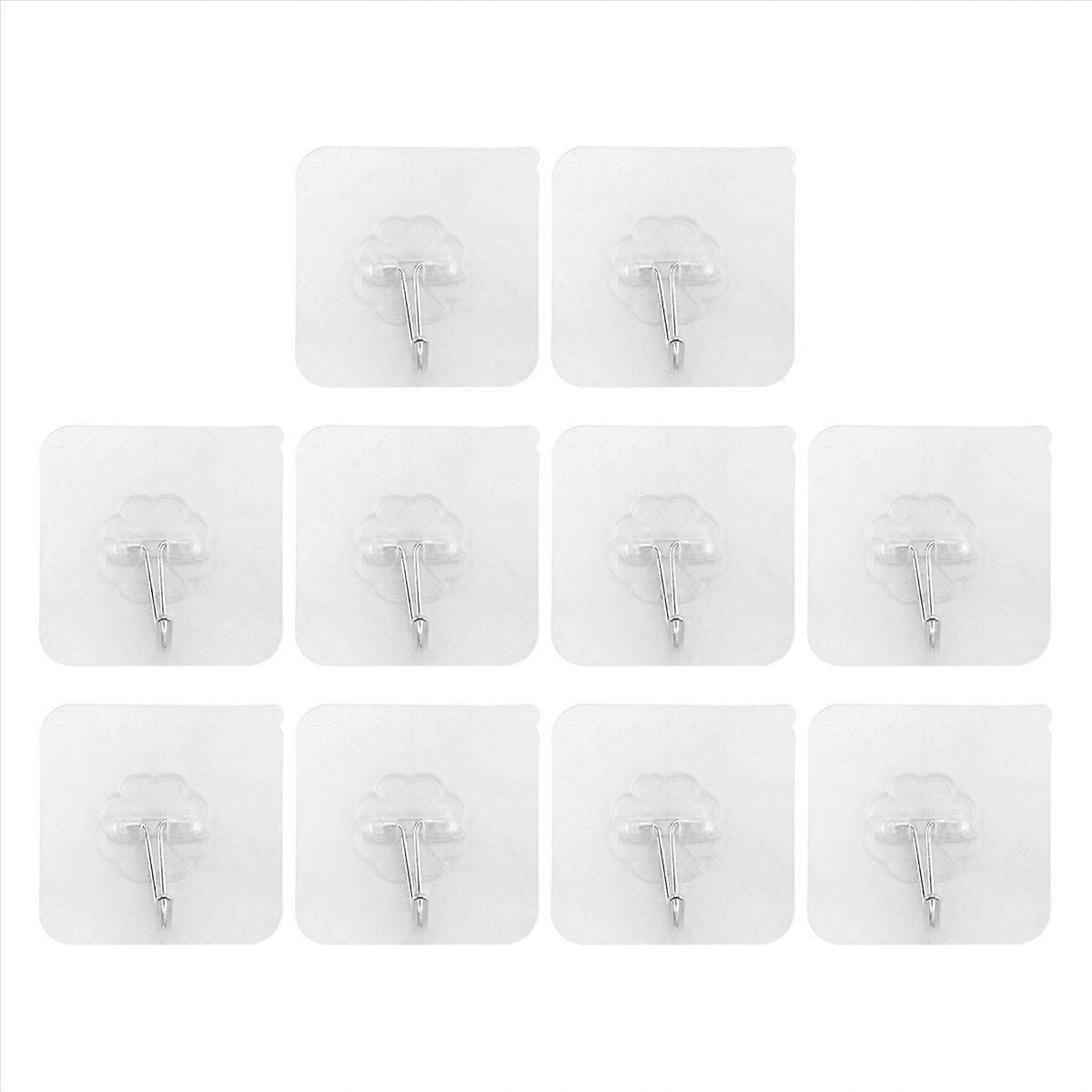 10 Packs Reusable Adhesive Hooks, parent Heavy Duty Wall Hooks with , Waterproof and Oilproof fo