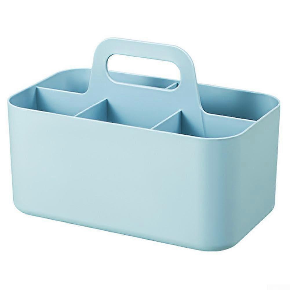Stackable Portable Organizer Bins Blue Durable Plastic Storage Box With Removable Divider Home Office Desk Multipurpose
