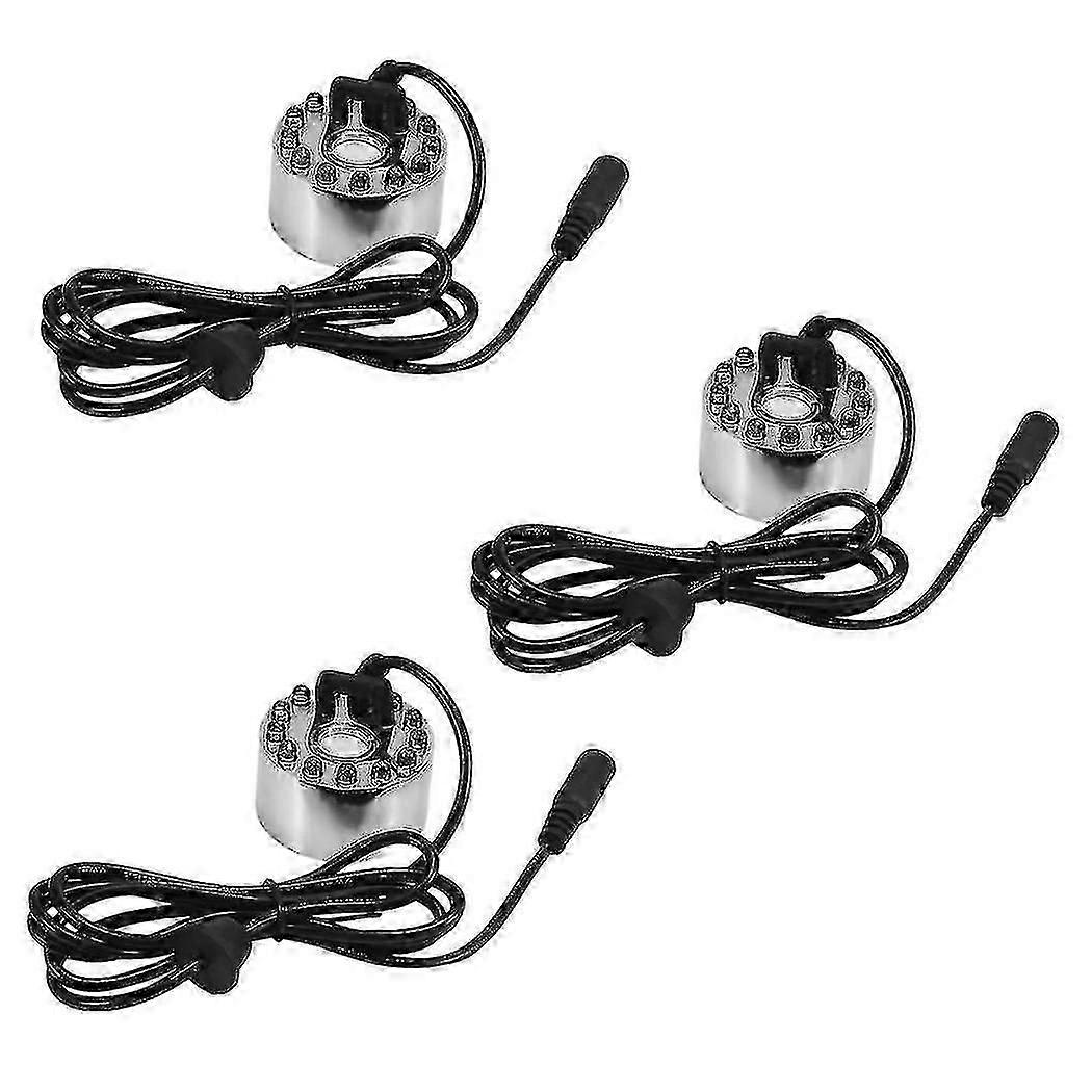 3x Ultrasonic Mist Maker Fogger for Pond Fountain with 12 LED Lights