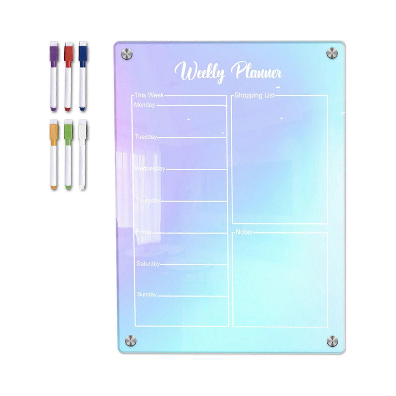 Zeceouar Clearance Items for Home Colored Acrylic Week Plan Memo Message Board With Erasable Refrigerator Sticker