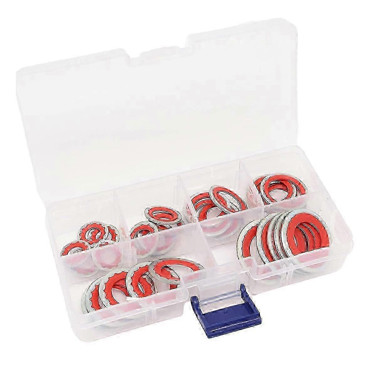 60pcs A/C Gasket Assortment with AC Compressor Seals for Automotive Air Conditioning - Comprehensive Port Seal Washer Kit