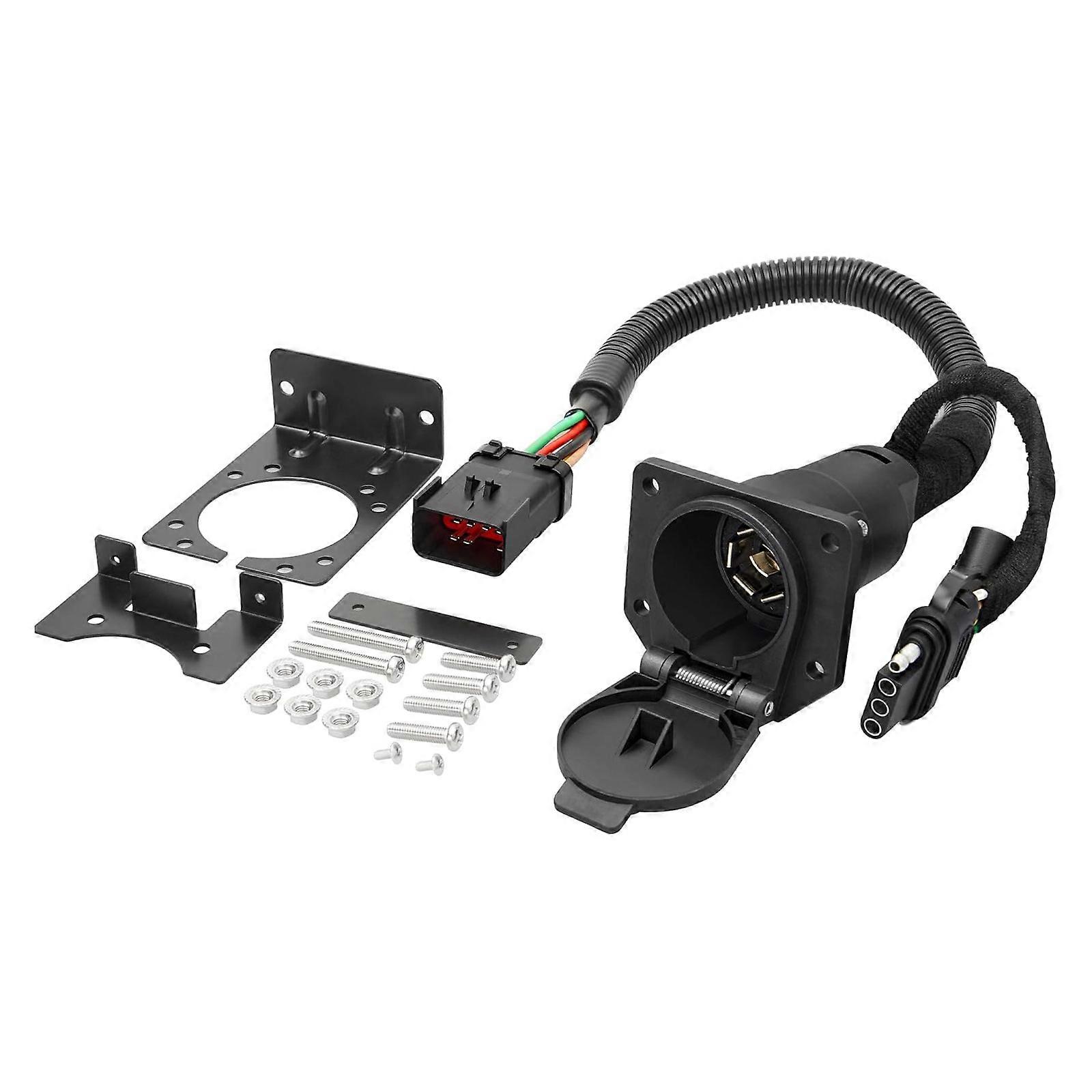 Double Connector Trailer Light Adapter 10 Pin to 4+7 Blade Wiring Harness Rustproof ABS Housing 56038366AB Alternative Multicolor