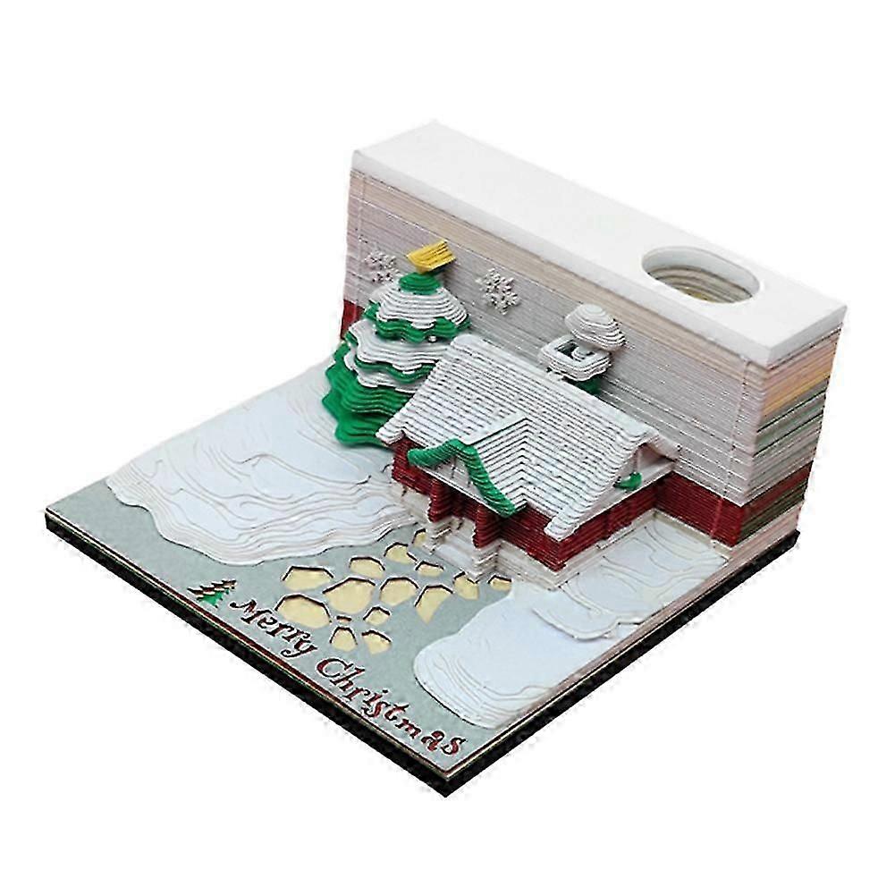 Merry Christmas 3D Model Notepad Paper Cube Sculpture 3D Memo Pad Color Sticky