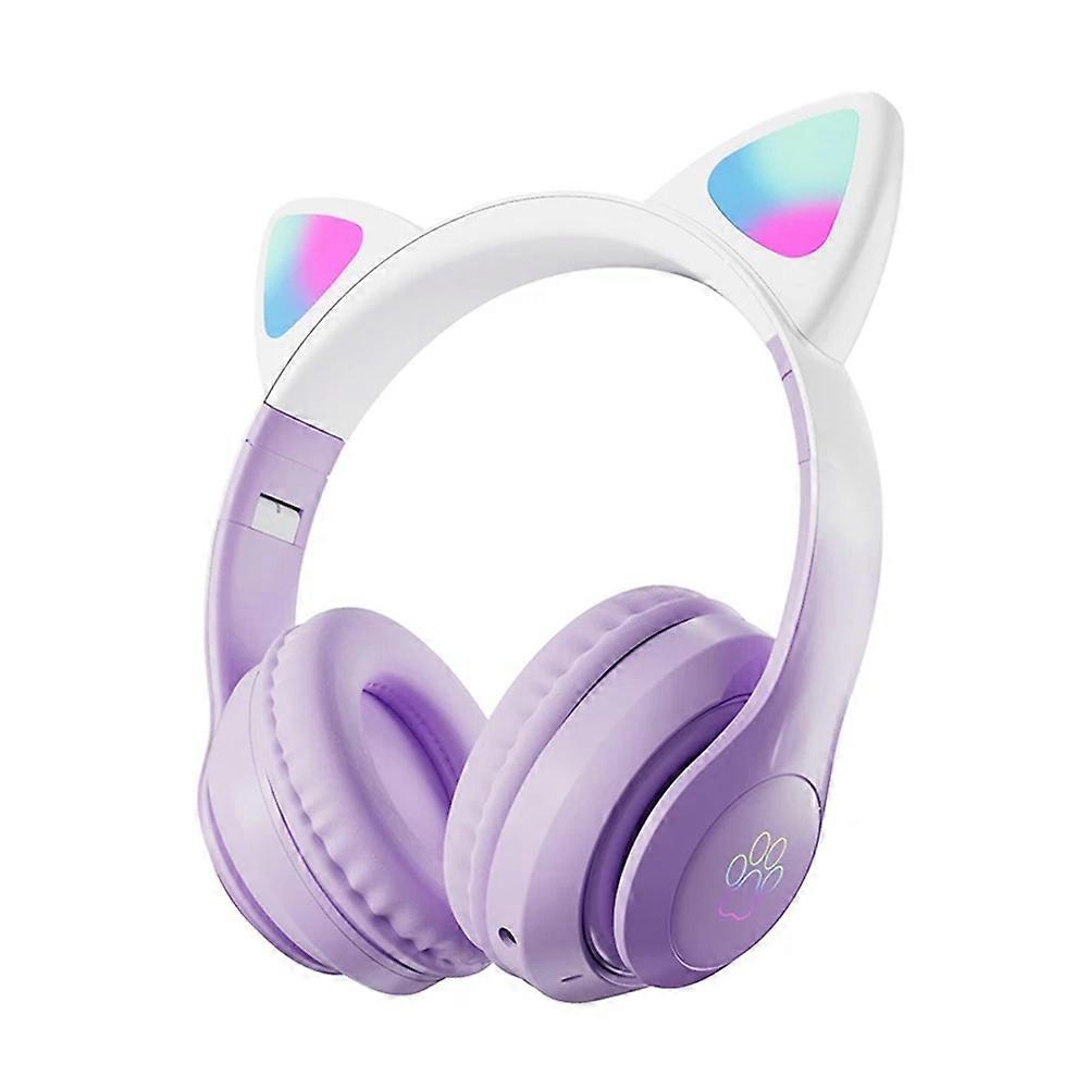 Cute Cat Gradient Wireless Headsets LED Light