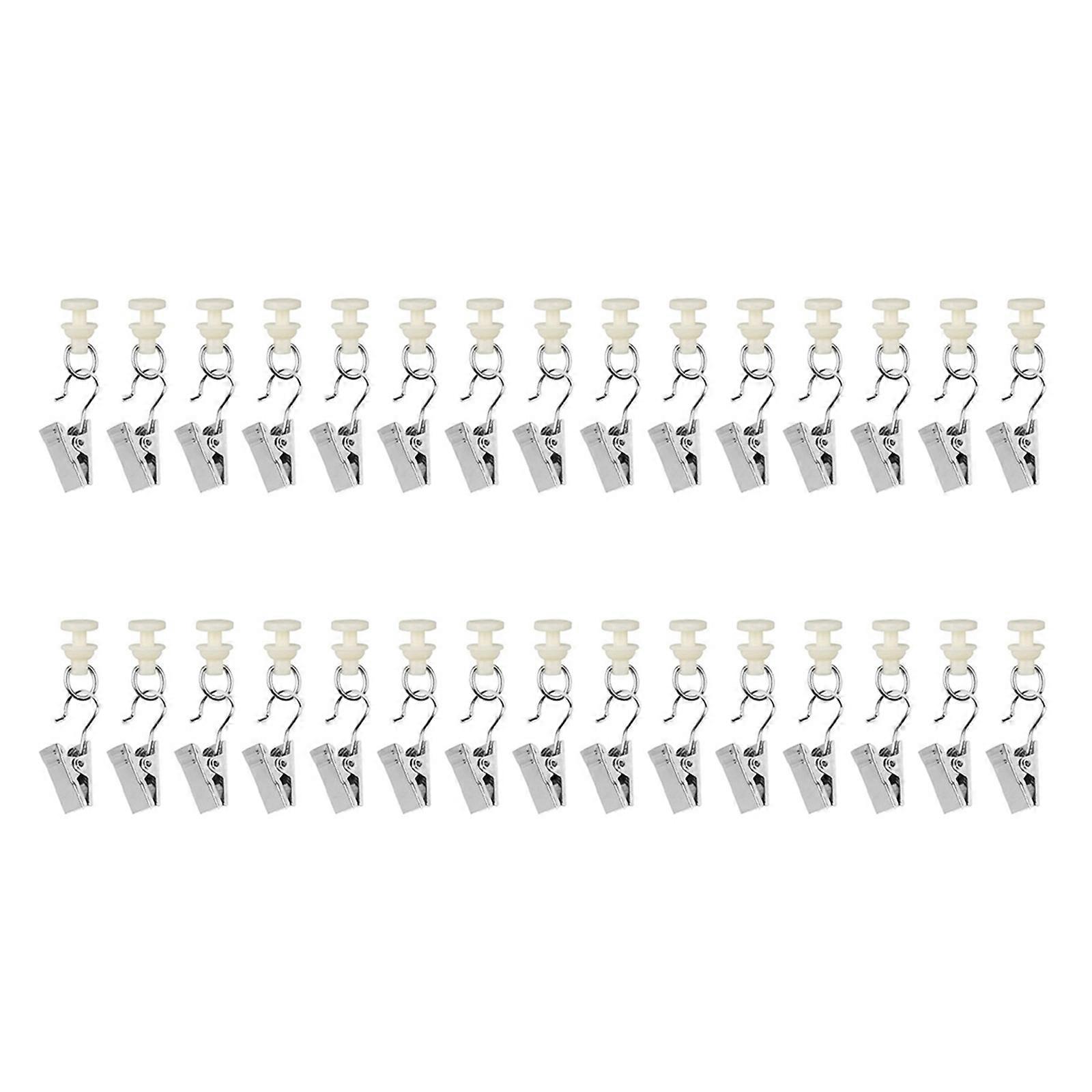1set Shower Curtain Pulley Clamps 30pcs Iron Hooks+30pcs Gliders Metal Curtain Hooks for Drapery Rails Smooth Glidings Multicolor
