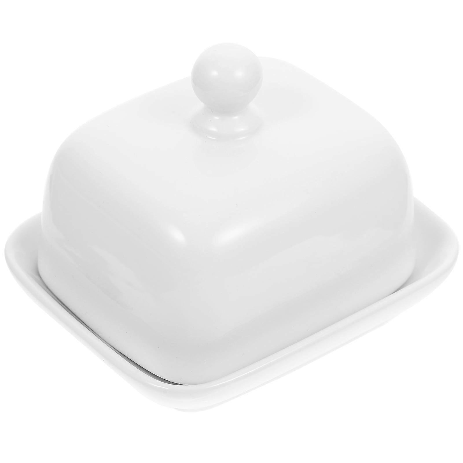 Guangmc White Ceramic Cookie Container with Lid - Kitchen Storage