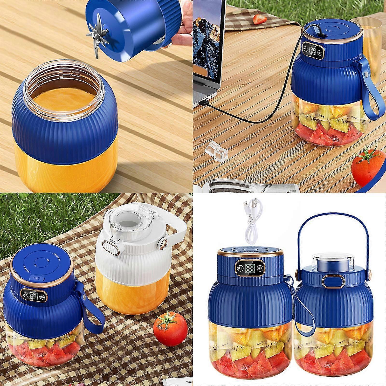 USB Rechargeable Portable Blenders Travel Juicer 600ml Capacity Juicing Cup for Smoothie and Fitness Enthusiasts Blue