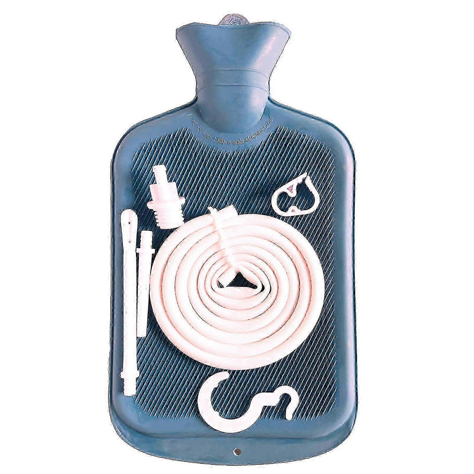 Colon cleansing enema bag with long hose and flow control