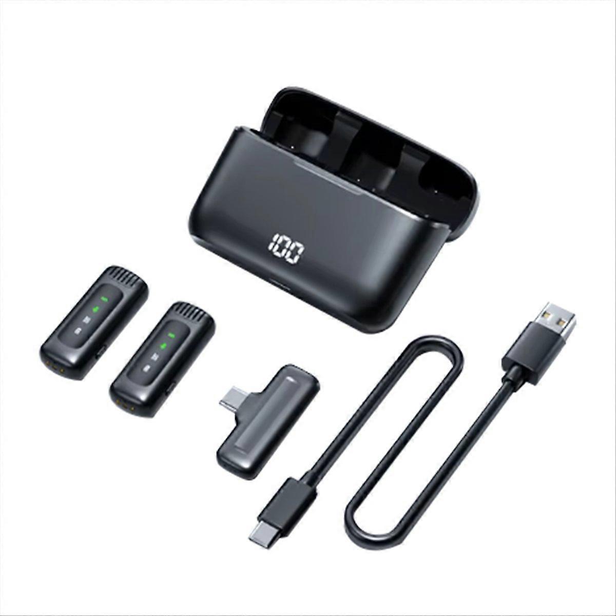 Wireless Lapel Microphone with Charging Box Type-C Interface