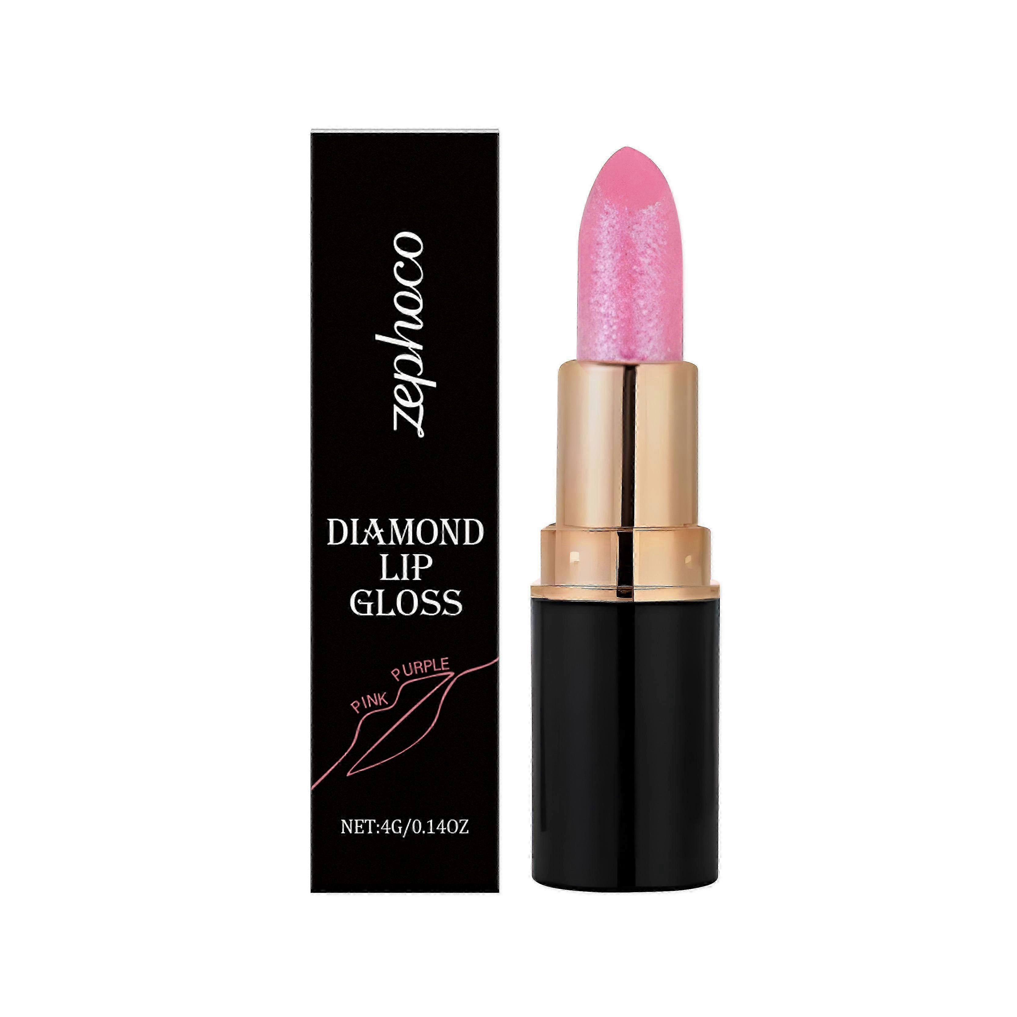 Zephoco Pink And Purple Diamond Lip Gloss Gloss Lipstick, Natural Luster, Smooth And Moisturizing, Easy To Apply, Versatile Lip Gloss