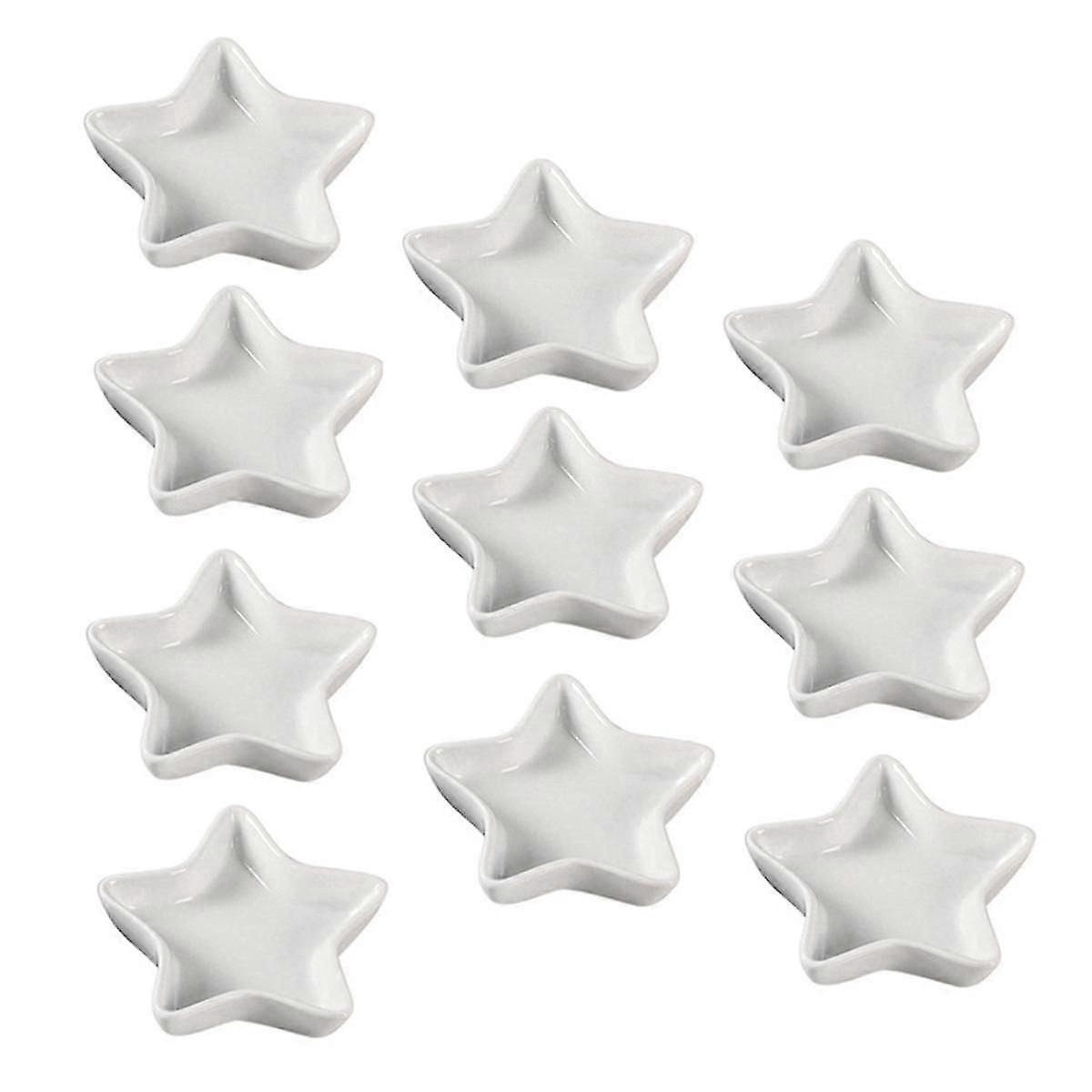 10pcs Ceramic Five-Pointed Star Shaped Dipping Sauce Bowls