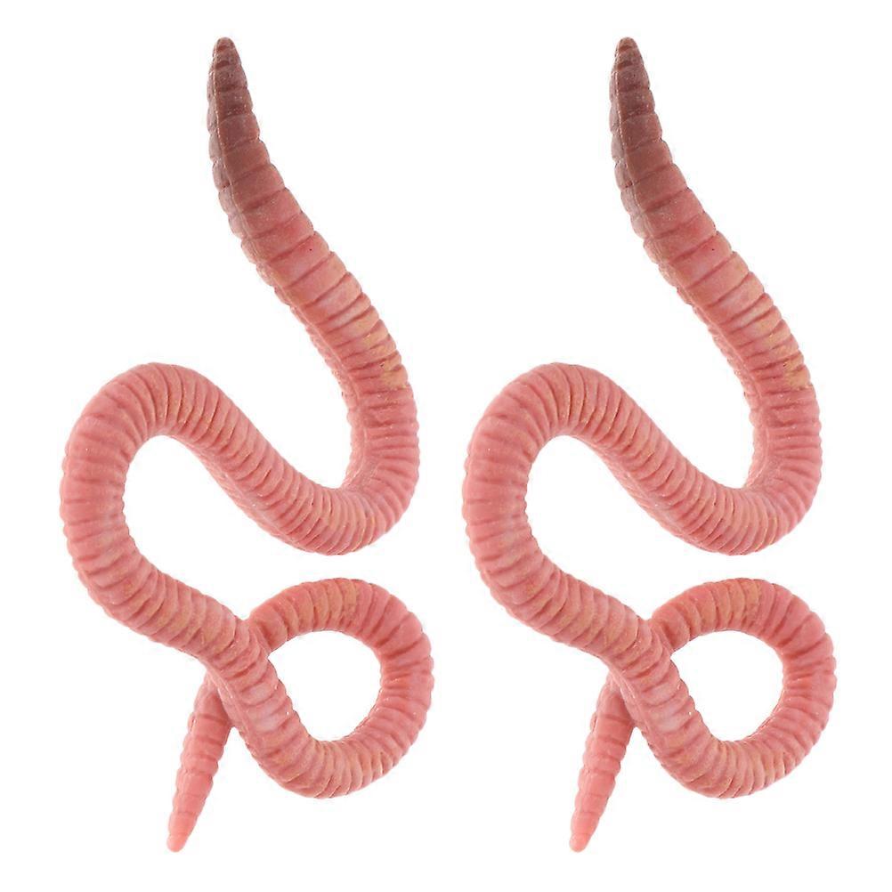 Simulation Earthworm Model Pink for Decoration 2Pcs Plastic Figure