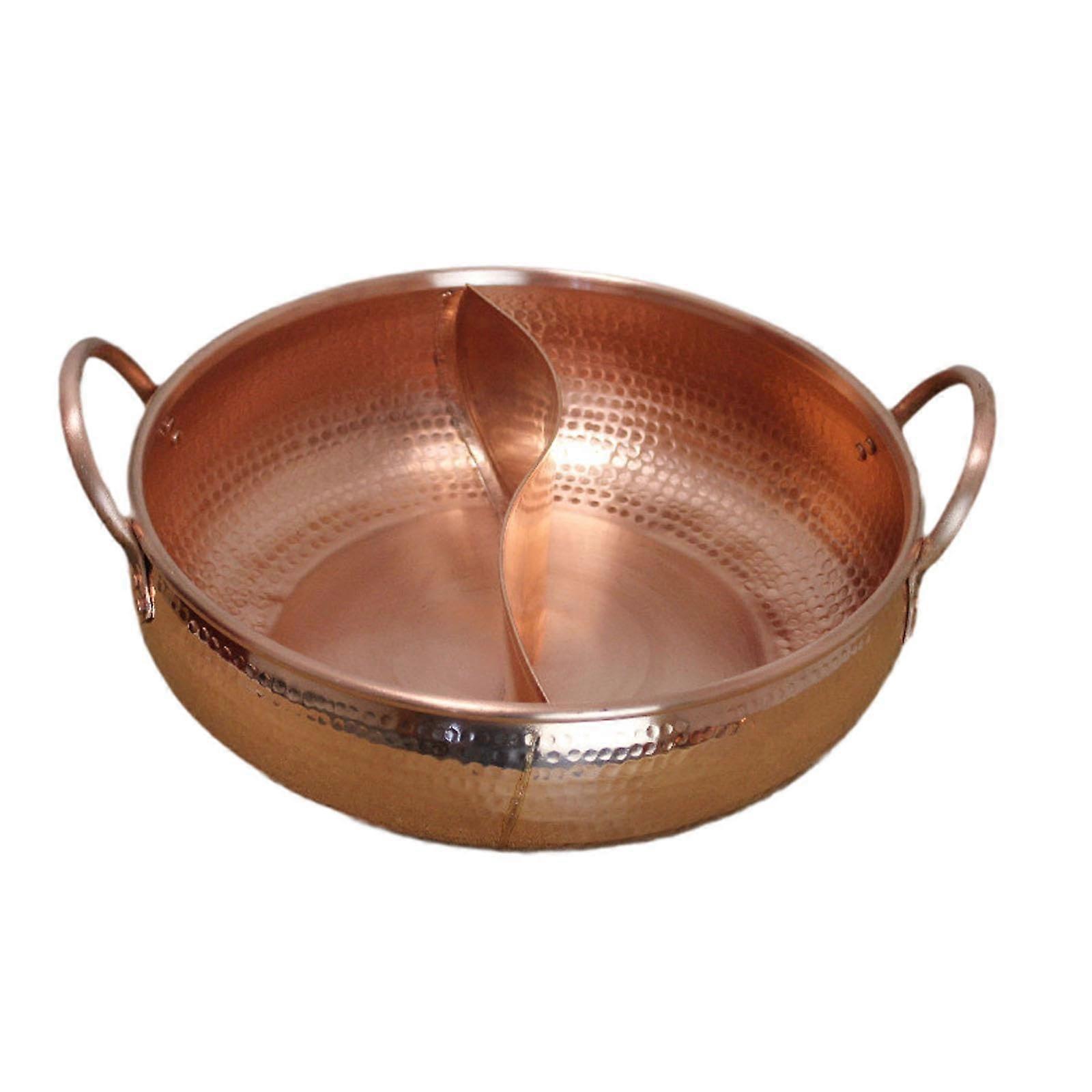 Double Flavor Hot Pot with Divider, Durable Copper Build, Induction Compatible 36cm