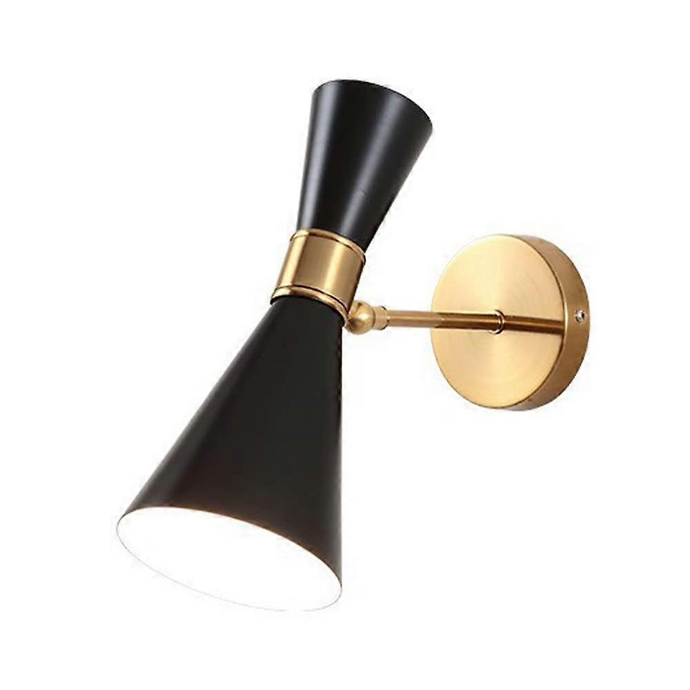 Adjustable Black Metal Wall Lamp with 350° Rotation and Retro Design for Bedroom and Living Room