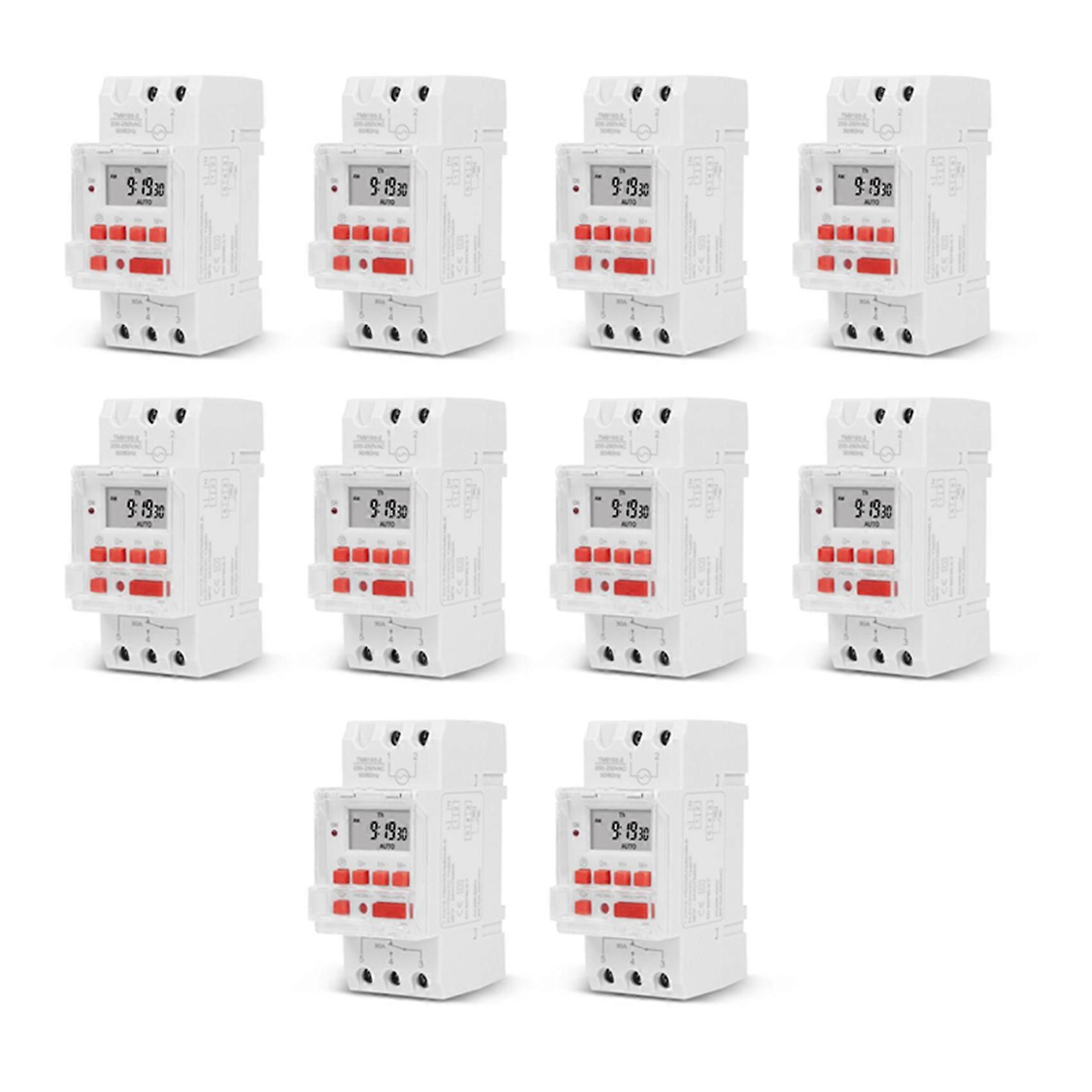 10X SINOTIMER TM919B 220V 30A Programmable Digital Timer Switch DIN Automatic Cycle Timing Controller for Lights,Fans
