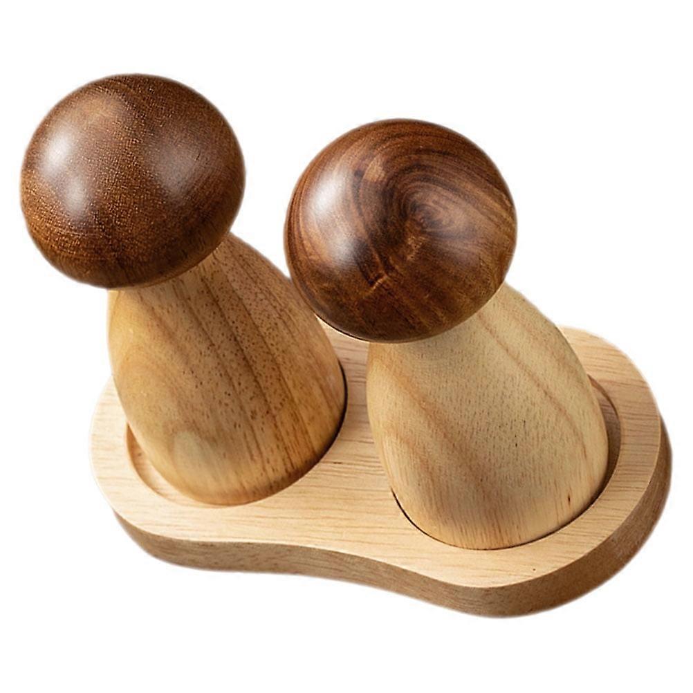 Pepper Salt Shaker Replaceable Canister Holder Wooden Filling Base