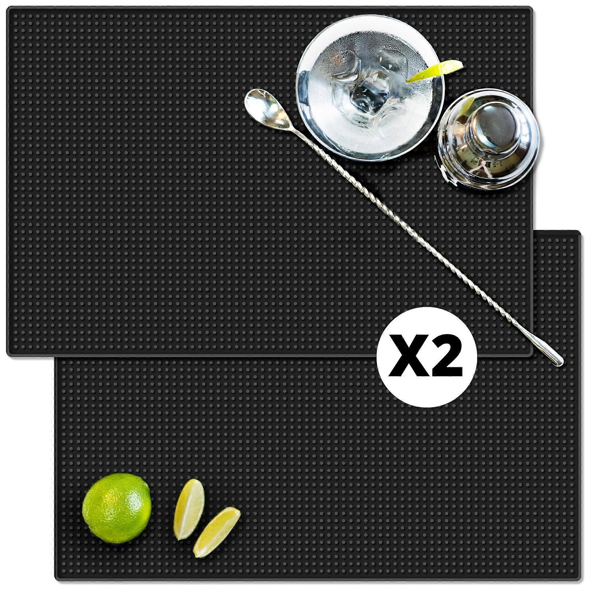Bar Mat Set 2 Pack 18x12 NonSlip Rubber Countertop Mats Dishwasher Safe for Home Bar and Bartending