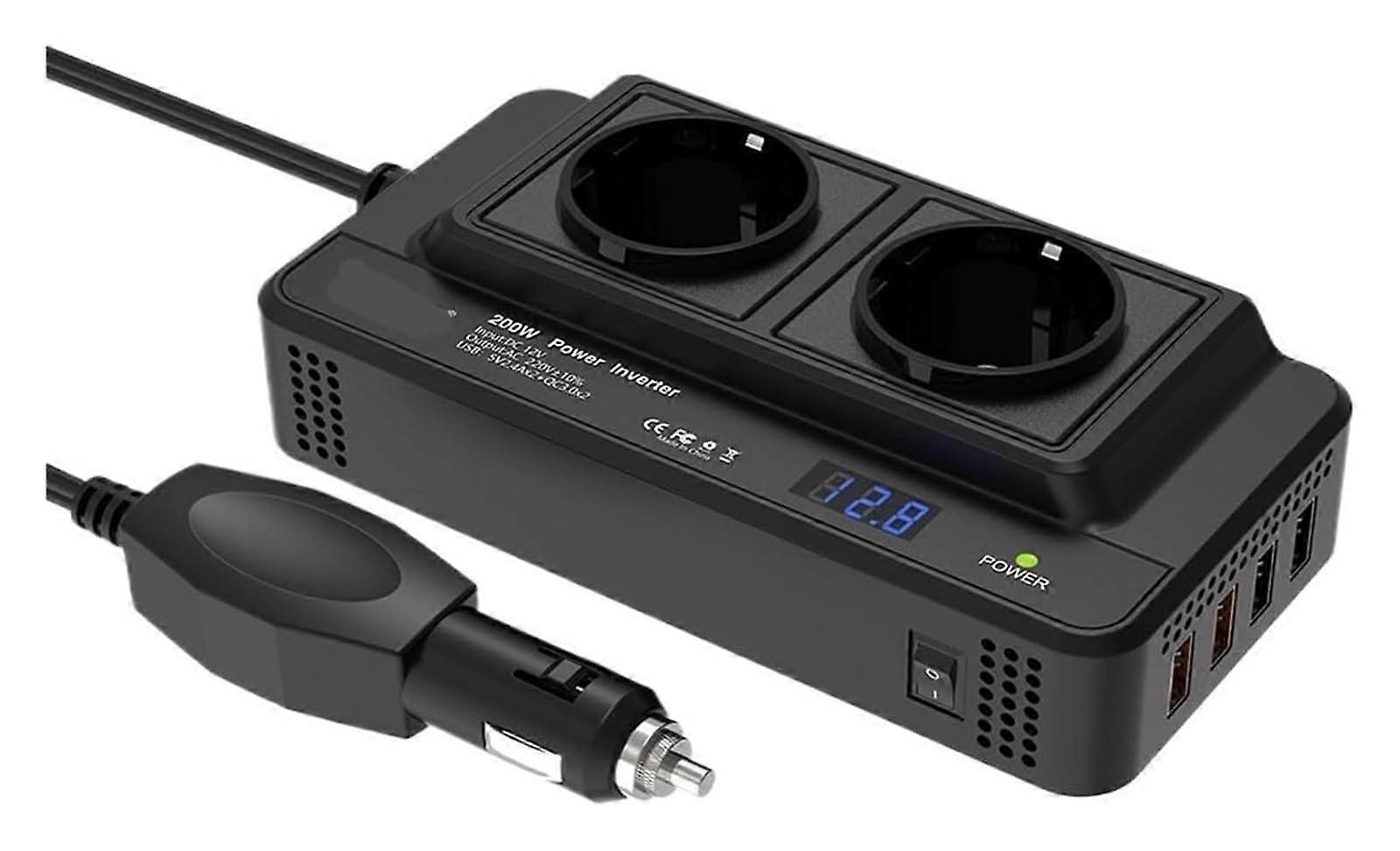 200W Car Power Inverter 12V to 220V with Fast MultiDevice Charging for Camping and Travel