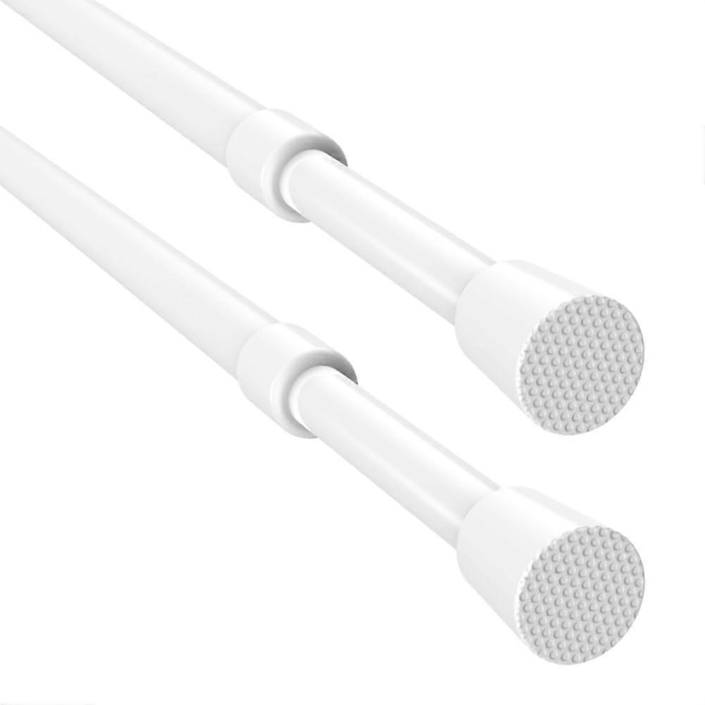 Tension Curtain Rod 1628 Inch Adjustable White 2 Pack NoDrill RustResistant for Windows Closet