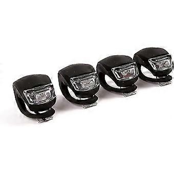 Bike Lights Front And Back Bicycle Lights Front Rear With Waterproof Silicone Housing - Compact & Easy To Install Cycling(4pcs, Black)