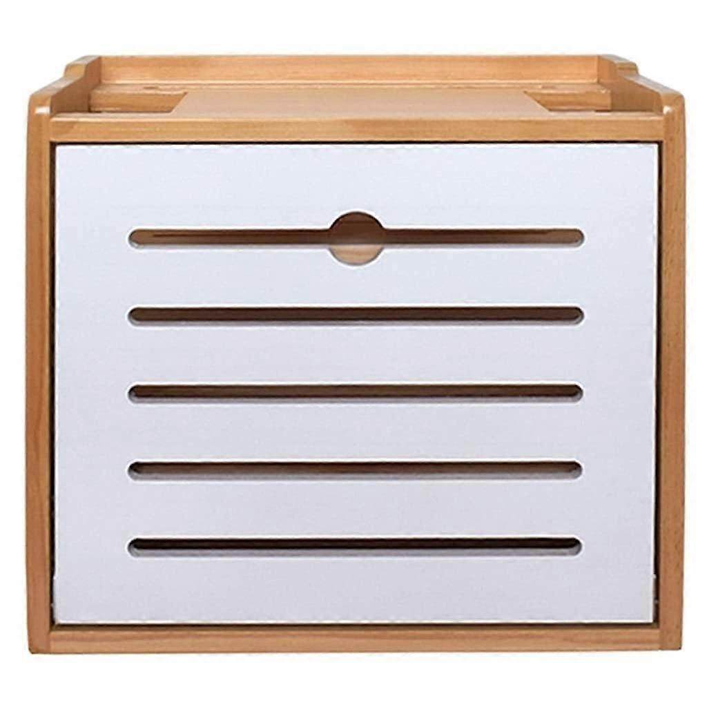 Wall Mounted Router Shelf Solid Wood WiFi Storage Box with Cable Management and Space Saving Design