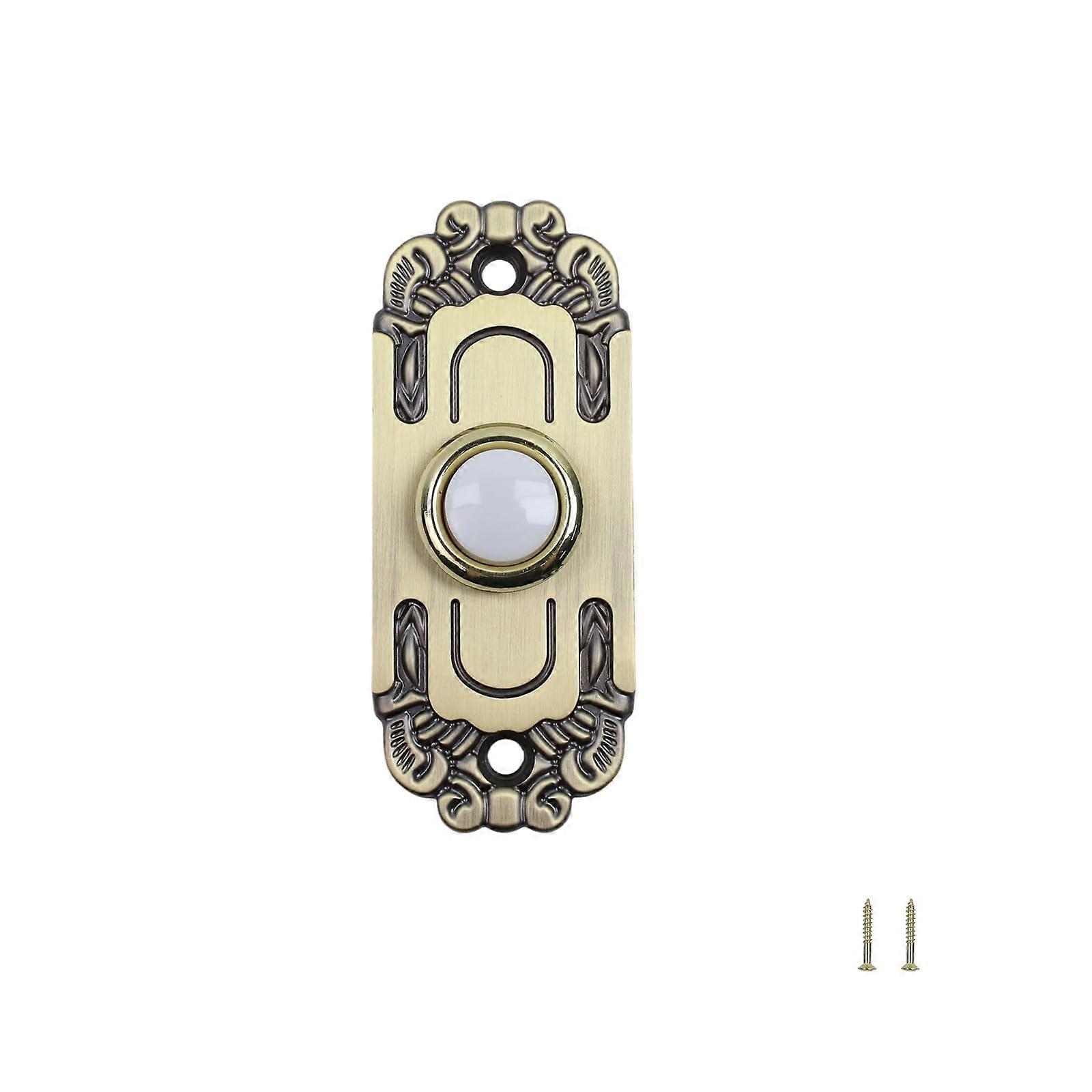 Vintage Iron Doorbell Push Button with LED Light, Weatherproof Bronze Wall Mounted Decorative Chime