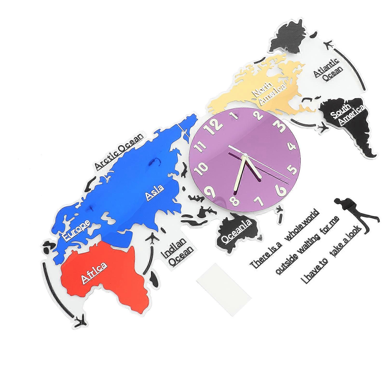 Round Acrylic World Map Wall Clock Spicing Up Your Dining Room 1 Set