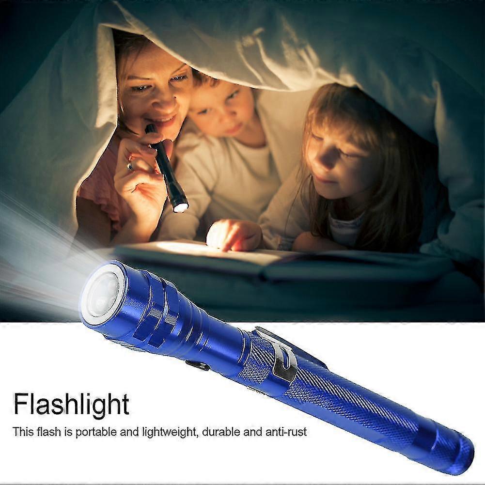 2025 Multi function Mini Flexible Telescopic LED Flashlight Rotatable Torch with Magnetic End (Blue)