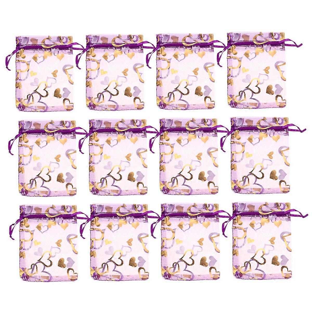 Drawstring Pouches Mesh Bags for Storage Use 100Pcs Elegant Purple