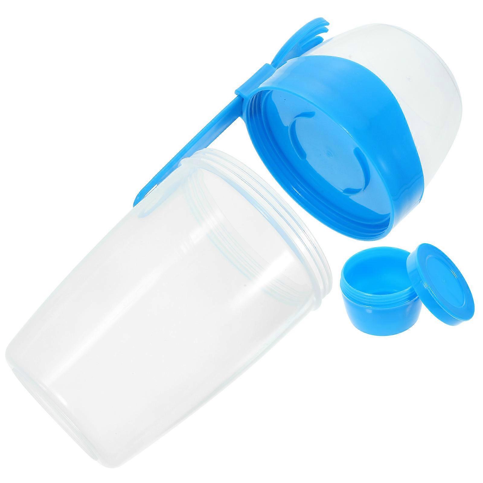Portable Salad Dressing Shaker Container with Spoon 1Set Blue