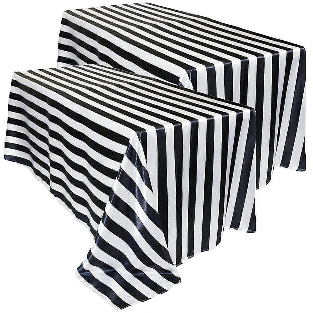 Plastic Tablecloths with Striped Design Waterproof Rectangle for Home Use Multi 2pcs