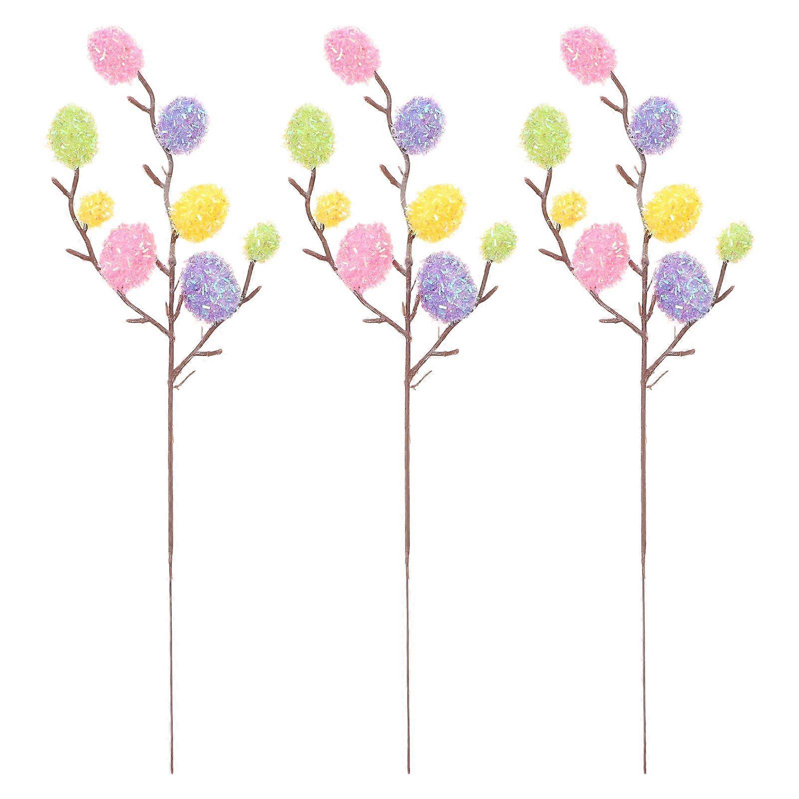 3pcs Artificial Easter Egg Picks For Diy Easter Decorations Easter Egg Branches For Table Decor And Party Decorations Easter Egg Ornaments For Home De