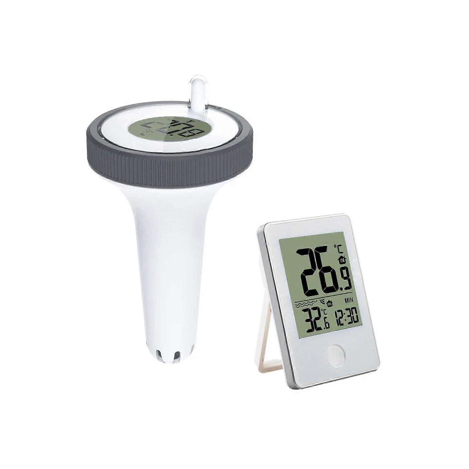 Wireless Floating Pool Thermometer with LCD Display for Swimming Pools, Spas and Baths, White