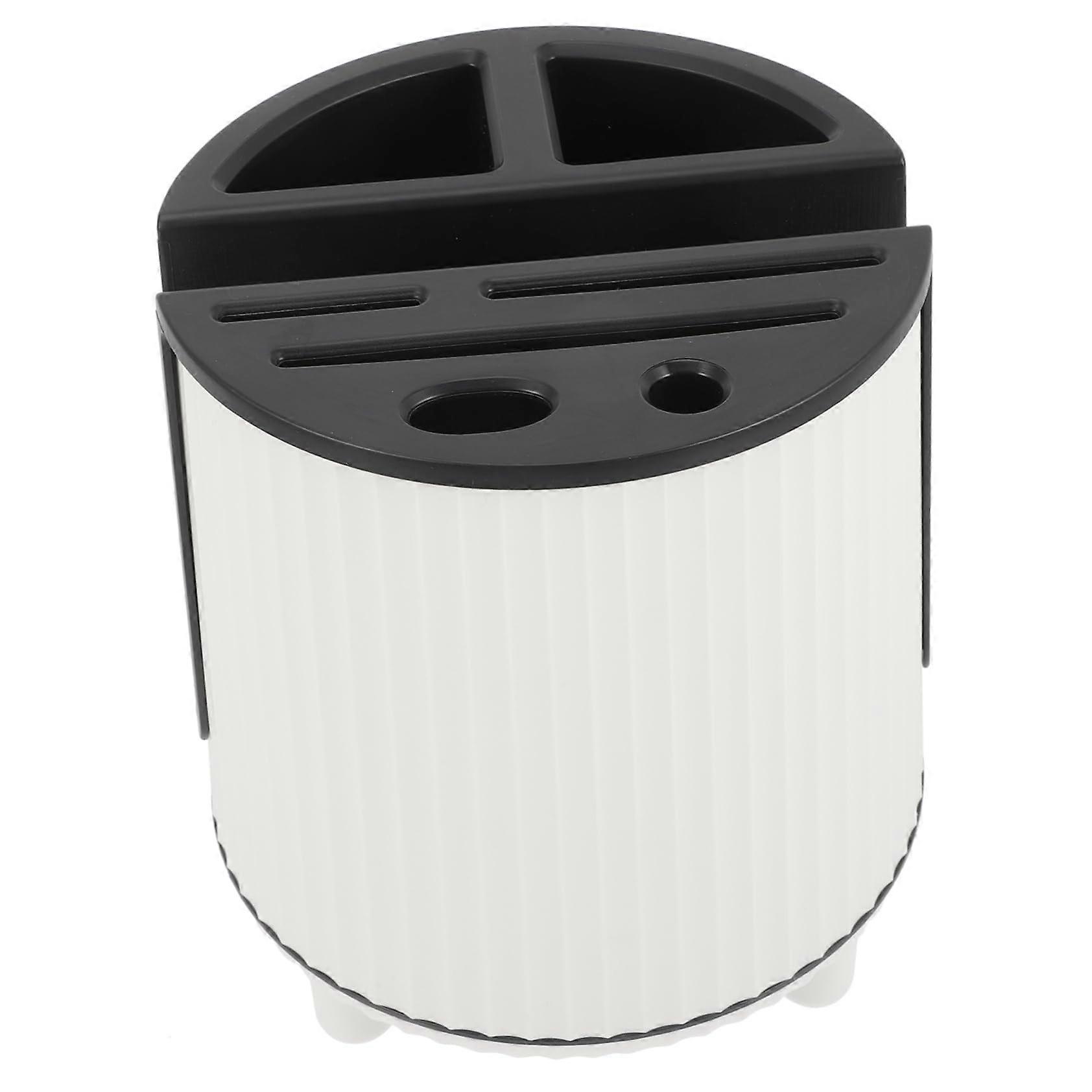 Rotating Kitchen Utensil Holder Plastic Cutlery Storage Rack Easy Cleaning White MultiFunction Organizer