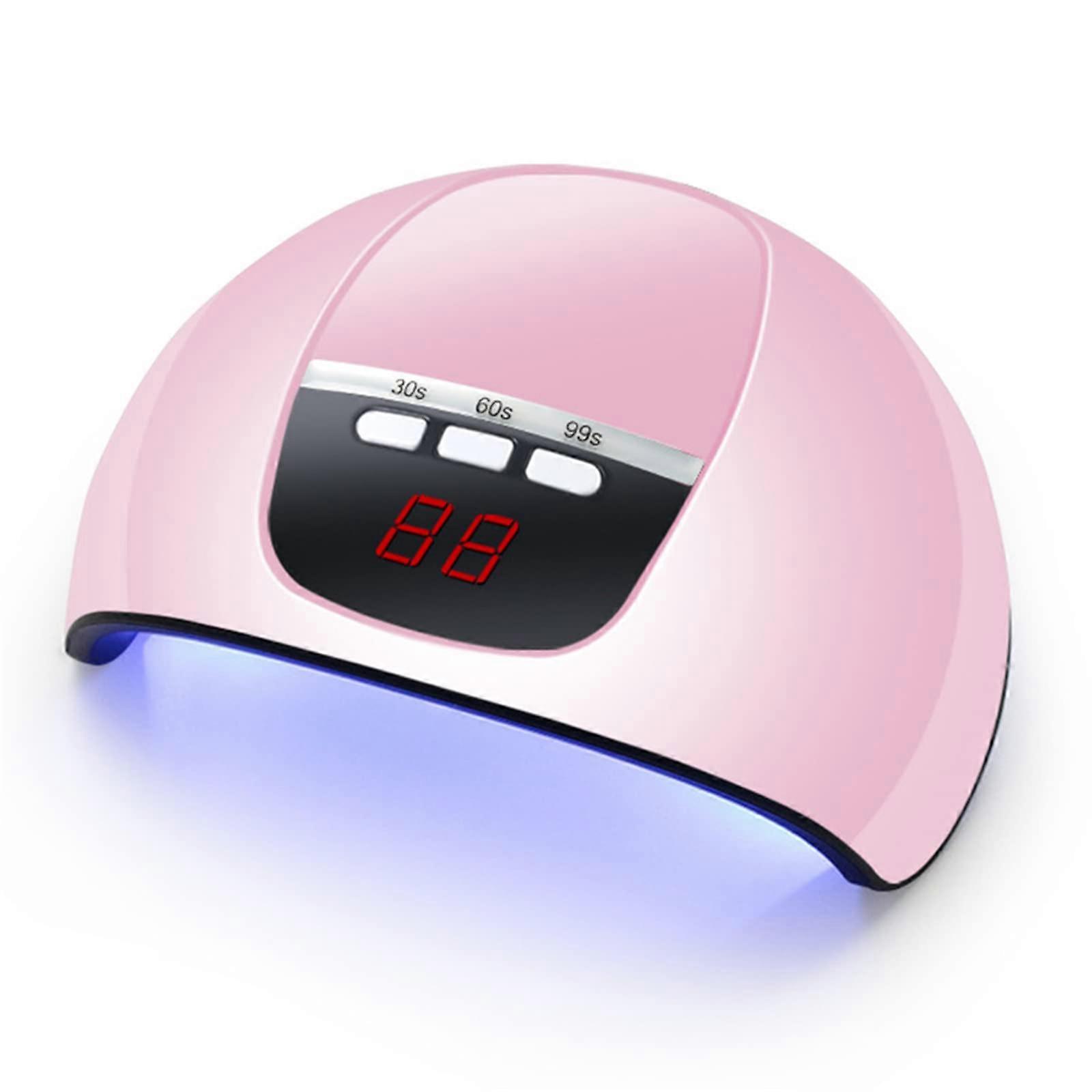 54W UV LED Nail Lamp with Timer and Infrared Sensor for Fast Gel Curing, Pink