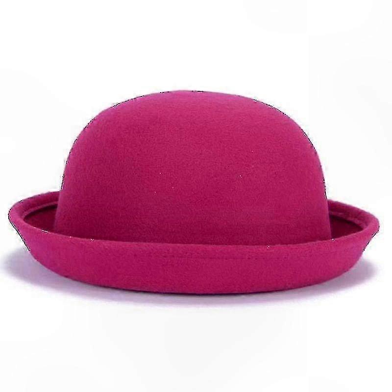 Stylish Solid Color Wool Felt Derby Hat for Women