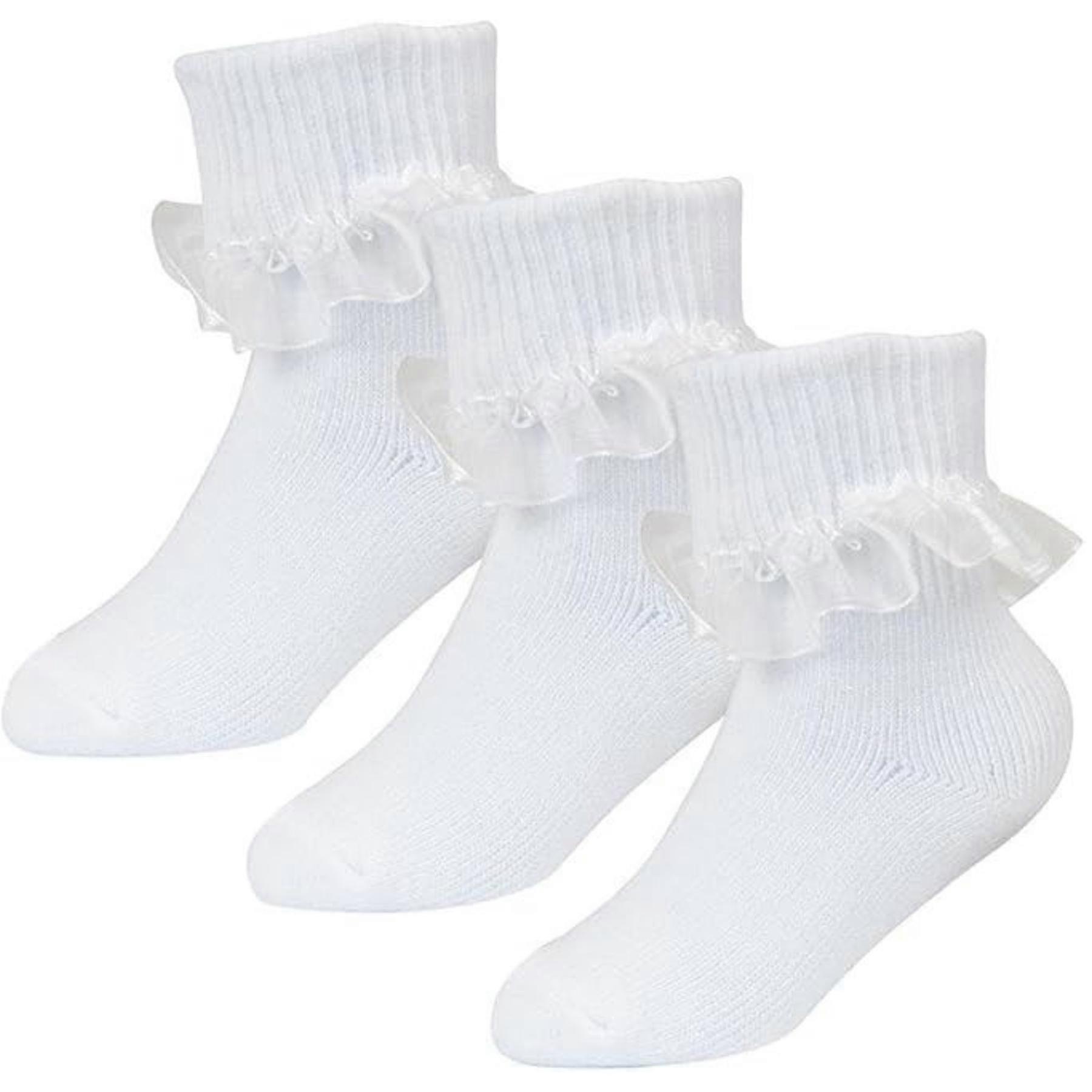 Infant Toddler Baby Girls Lace Frilly Socks Pack of 3 Kids Newborn Socks