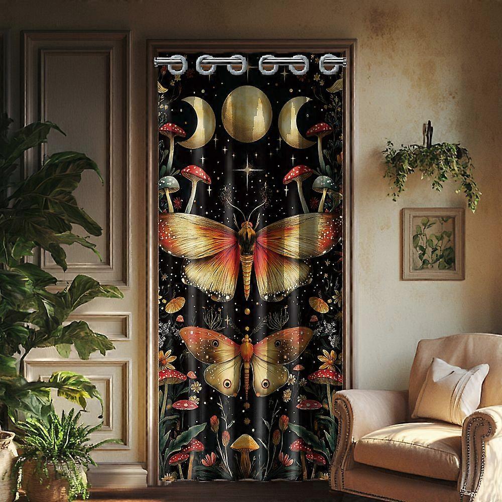 style Polyester Door Curtain with Plastic Ring Colorful Insects 2000x1000mm