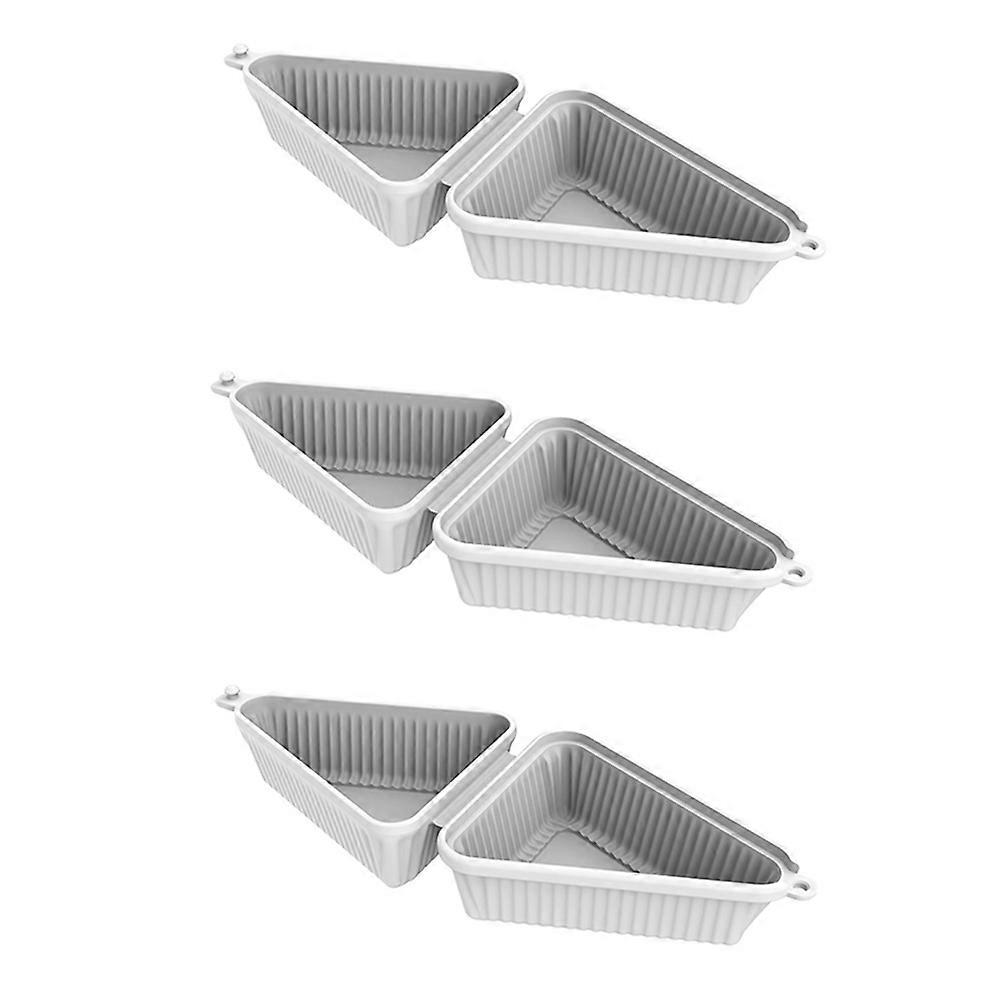 3PcsTriangular Silicone Cake Box, Mille Crepe Box, Sandwich, Reusable, Cake Packaging, Baking & Pastry Packaging Gray