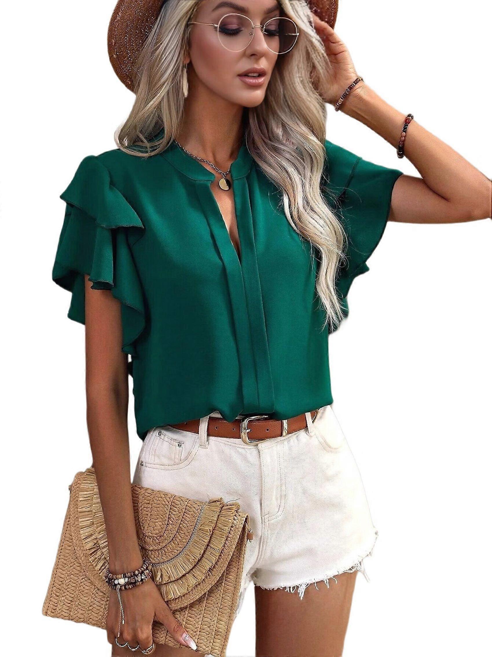 Womens Summer Tops Dark Green XL