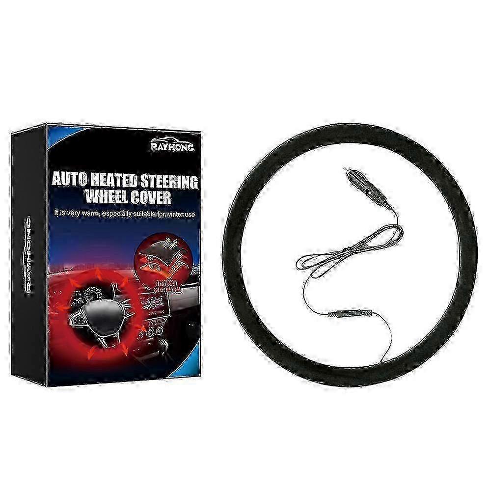 Black Steering Wheel Cover with Wireless Heating - Rechargeable & Cordless Warmer Solution