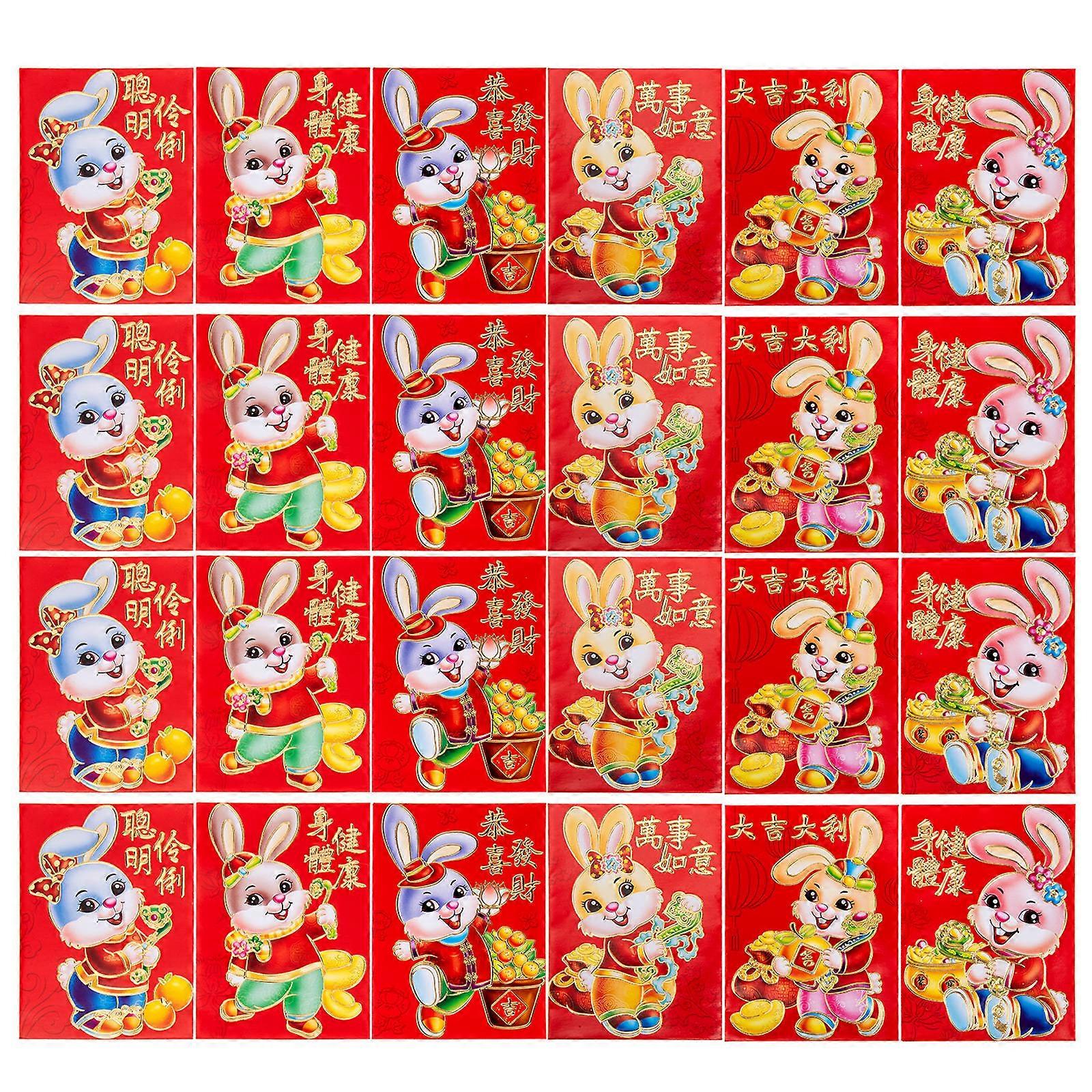 Chinese Red Envelope Rabbit Pattern Paper Red Packets 120Pcs