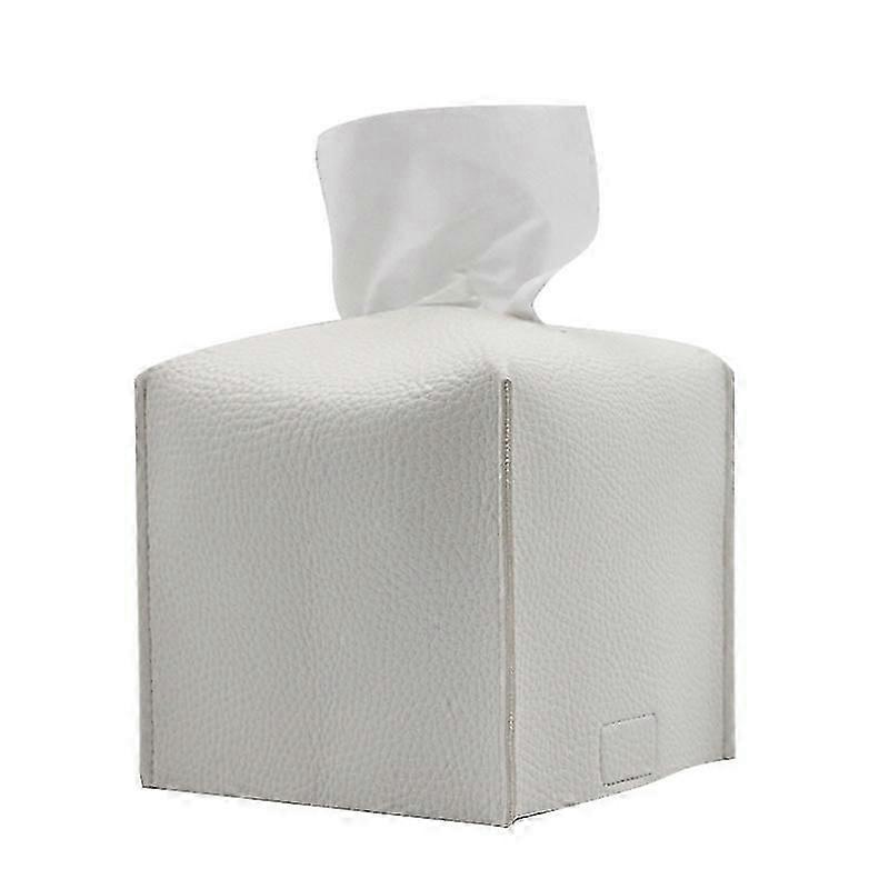 Tissue Box Lid Gray Square Tissue Storage Box Leather Tissue Decorative Box