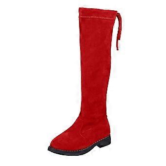 Mädchen-Wildlederstiefeletten für 7-8-Jährige, rot, bequeme Sohle, lässige Kinderschuhe – kompatibel mit Kleinkinderstiefeln