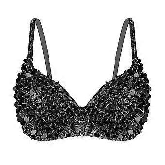 Women's tribal glitter sparkle belly dance beaded sequined bra top ZHD