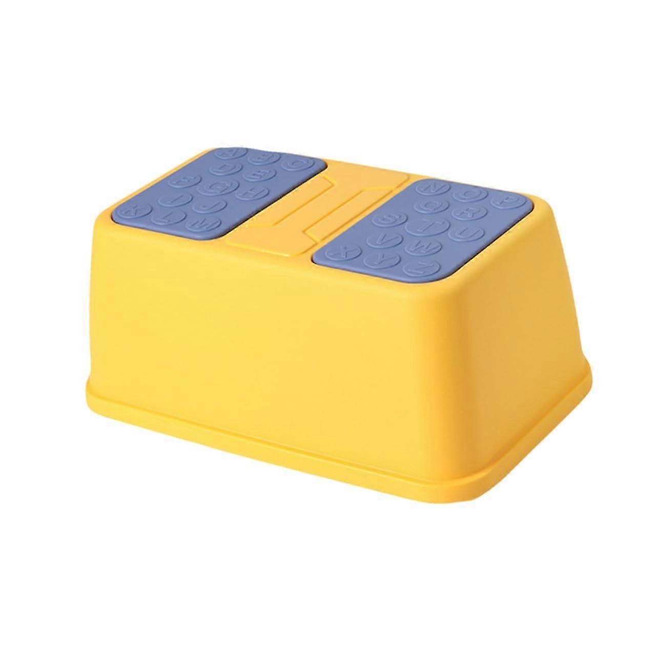Non Slip Footstool with Stable Support for Bathroom and Kitchen, Compact Yellow Single Step Stool